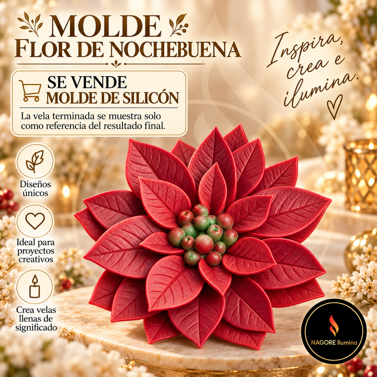 Molde de Silicón Flor de Nochebuena