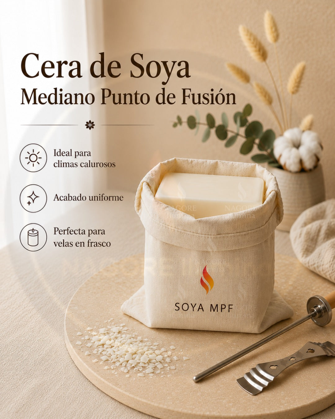 Cera de Soya Mediano Punto de Fusión 1 kg