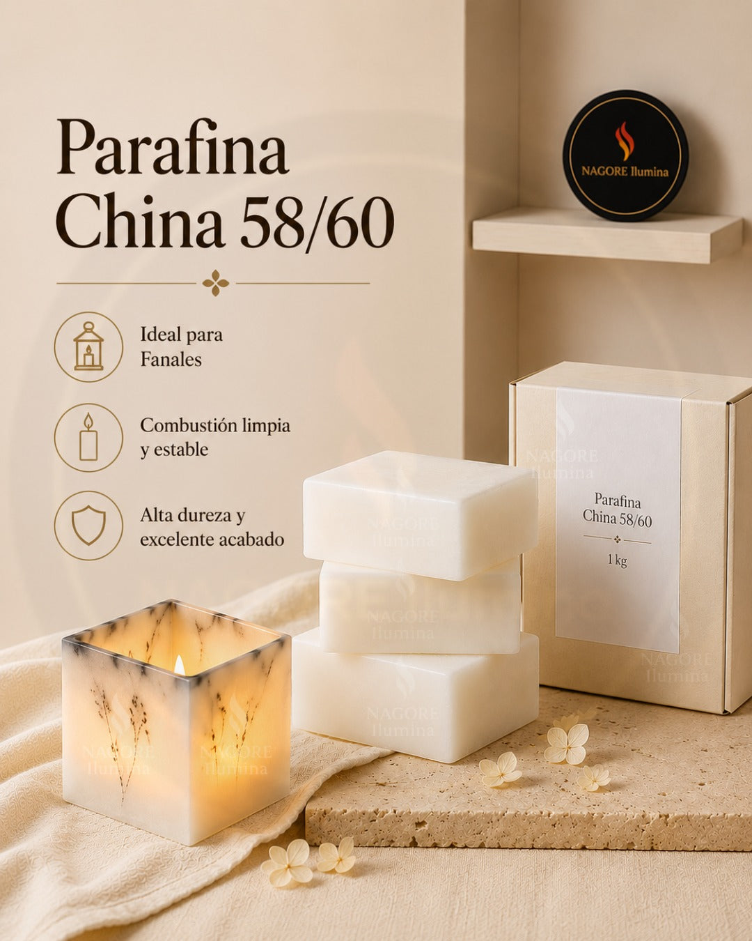 Parafina China 58/60 para Velas 1 kg