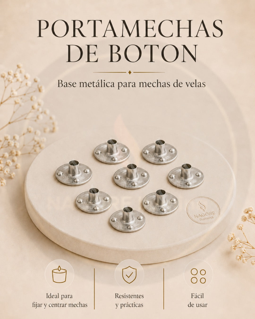 Portamecha Botón para Velas