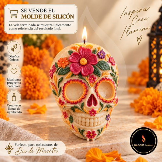 Molde de Silicón Calavera Floral