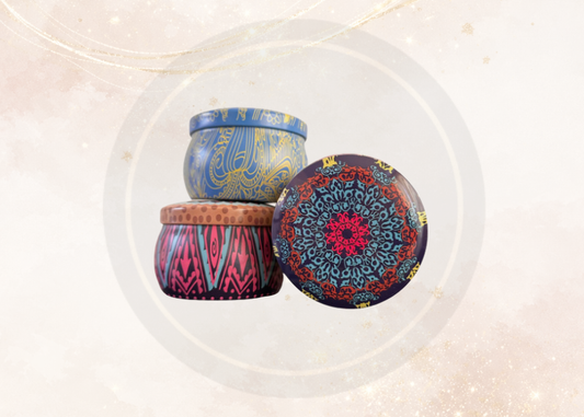 Pomadera Mandala | Frasco Decorativo para velas artesanales, Pomadera para velas artesanales