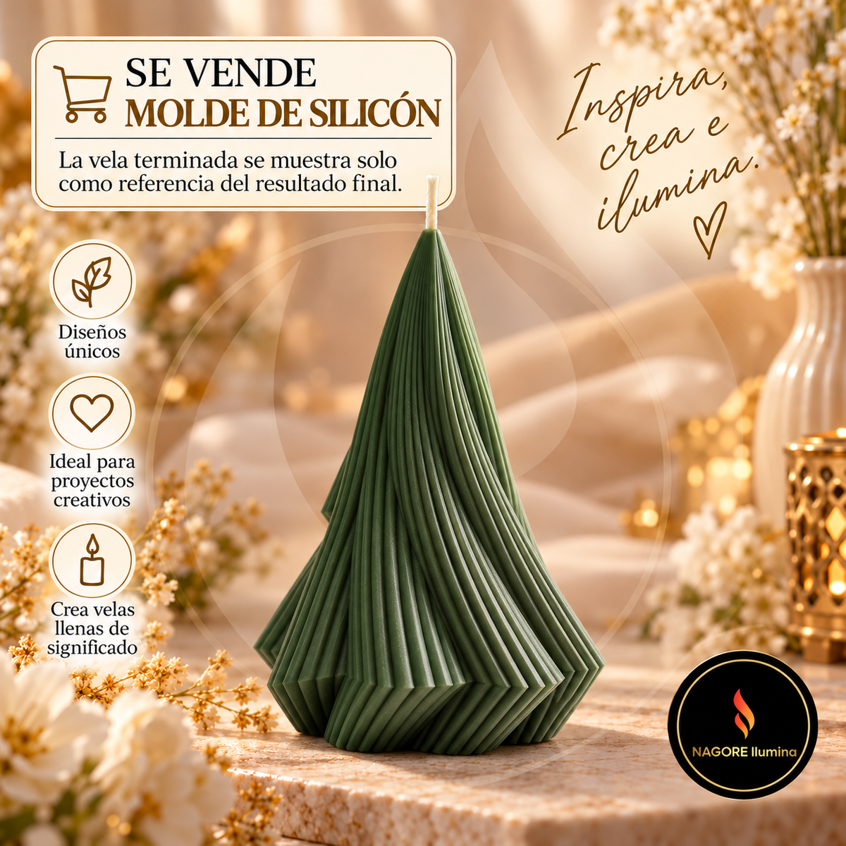 Molde de Silicón Árbol Navideño Plisado