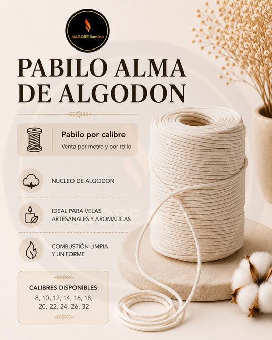 Pabilo Alma de Algodón para Velas por Metro