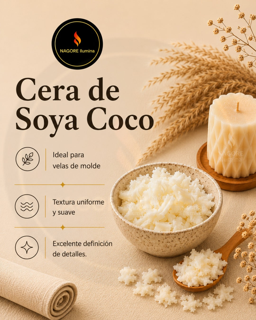 Cera de Soya Coco para Velas 1 kg